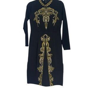 Elegant Black and Gold Embroidered Dress